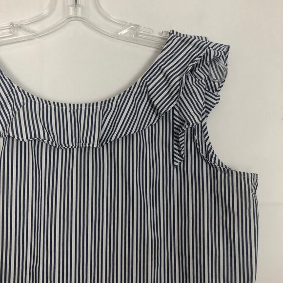 a.n.a Ruffle Cap Sleeve Striped Top Size Large - Picture 4 of 12
